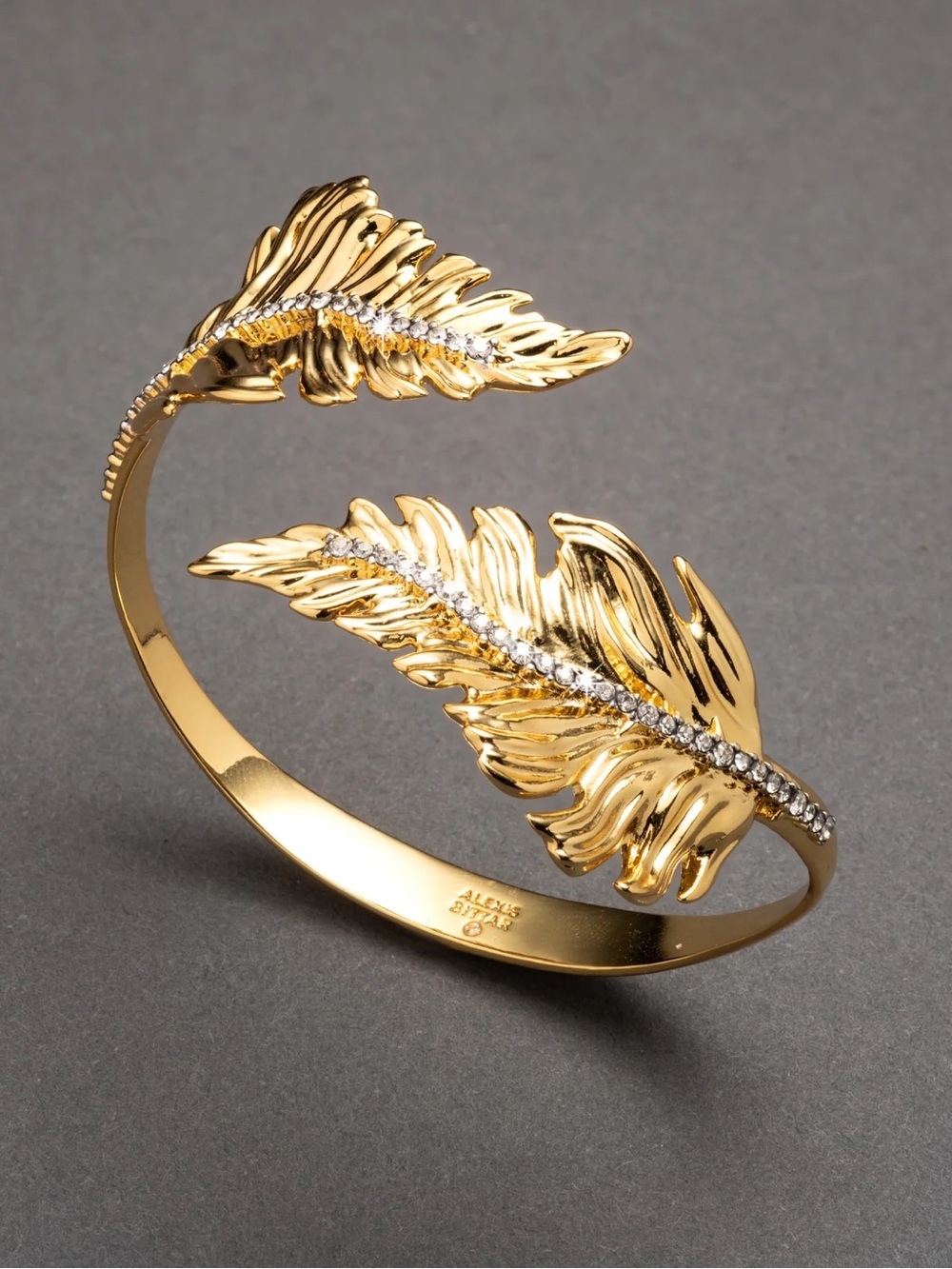 Alexis Bittar Double Pavé Feather Bypass Cuff Bracelet